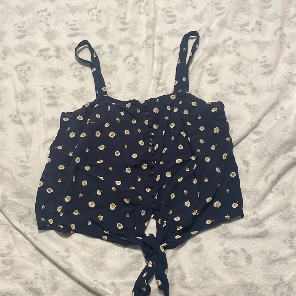 Navy floral tank top